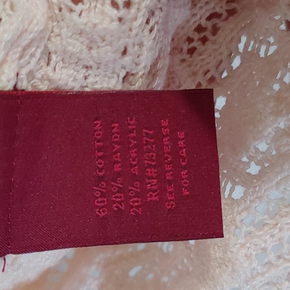 212 Collection Open-Front Cardigan sz Lg-XL Pale Pink Open Weave Lightweight - Picture 4 of 4